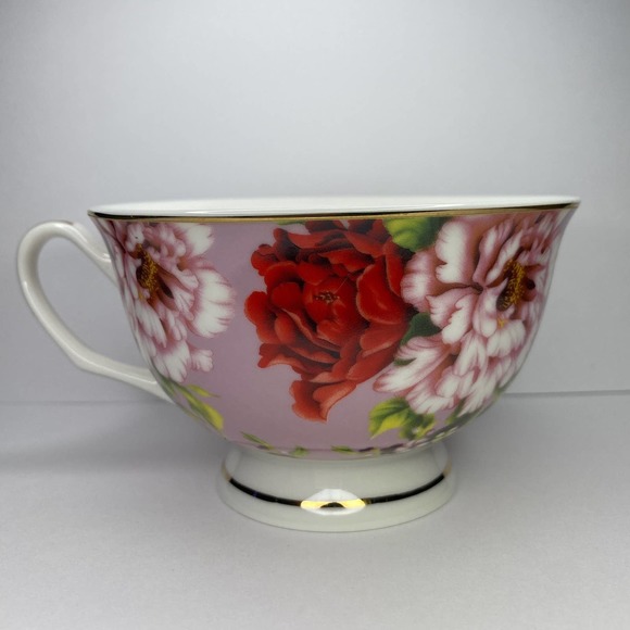 BTaT Brew To a Tea Pink Floral Teacup and Saucer Set - Fine China - Picture 3 of 5